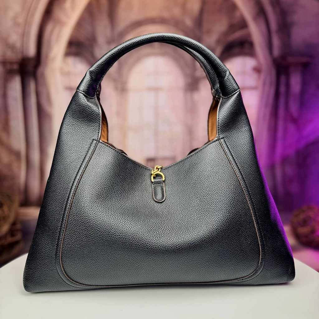 Horsebit Inspired Structured Handbag with Matching Pouch