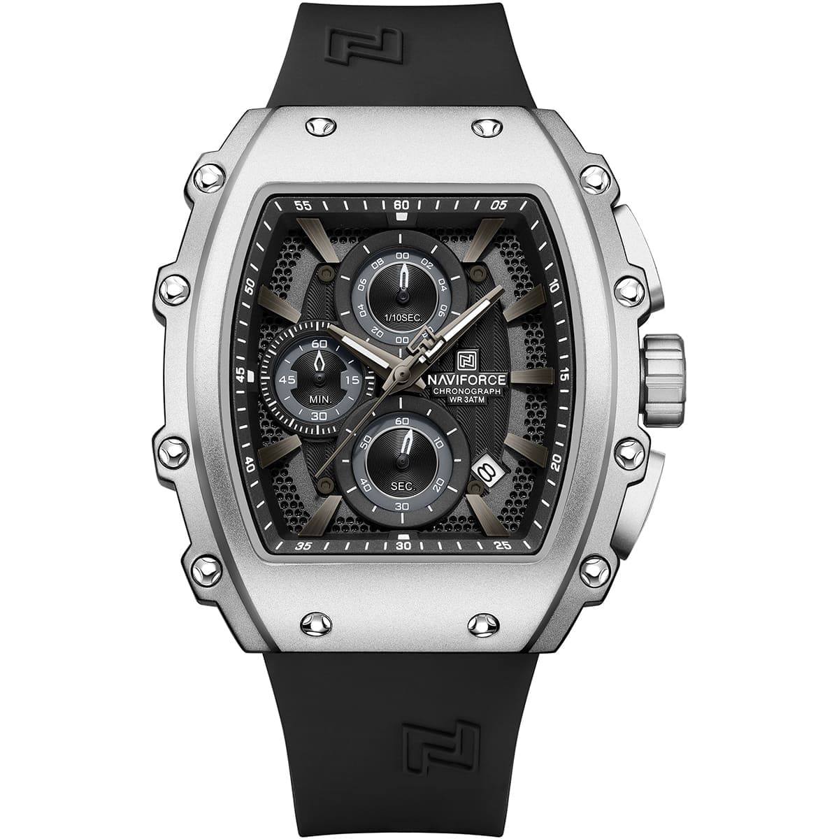 NAVIFORCE Tonneau Chronograph with Silicone Strap