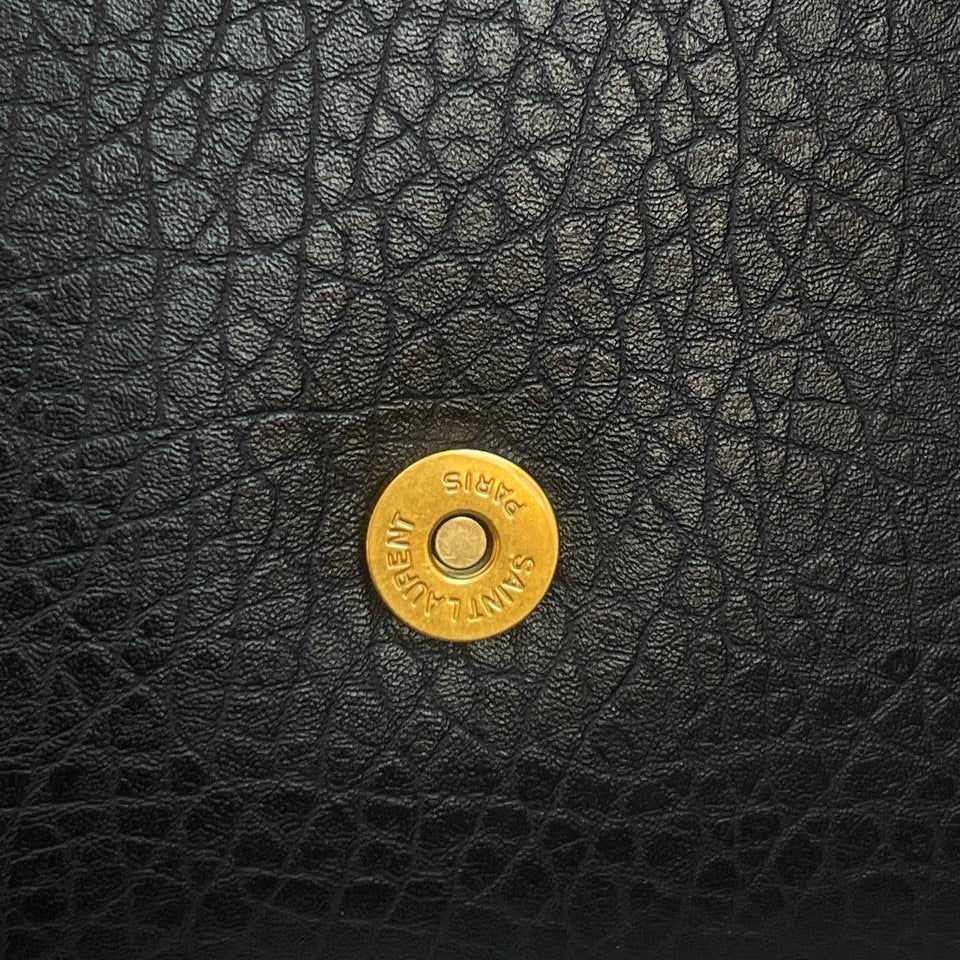 Saint Laurent Leather Shoulder Bag with Gold Tone Chain