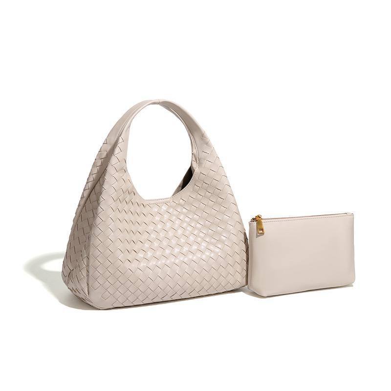 Woven Faux Leather Hobo Bag with Matching Pouch