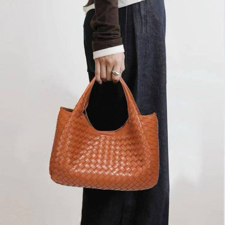 Woven Faux Leather Hobo Bag with Matching Pouch