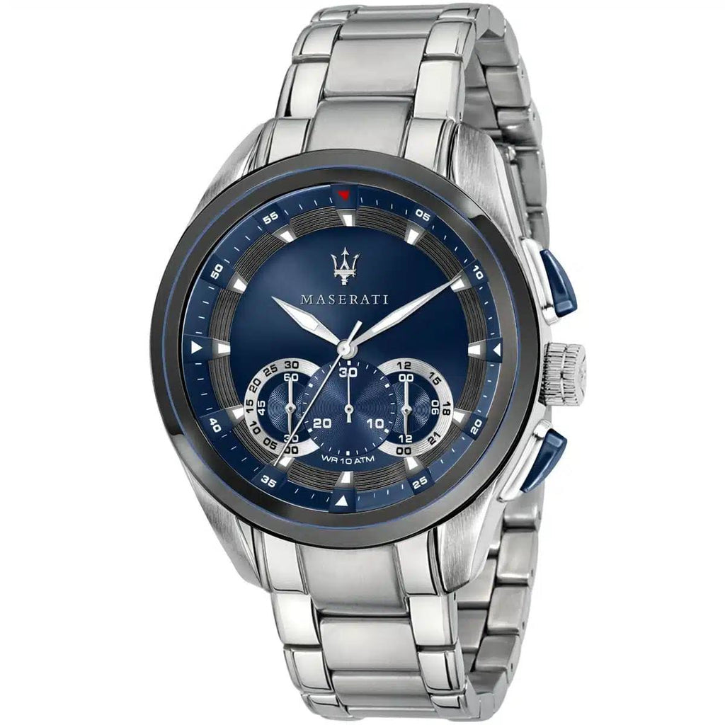 Maserati Chronograph Stainless Steel Watch with Deep Blue Dial