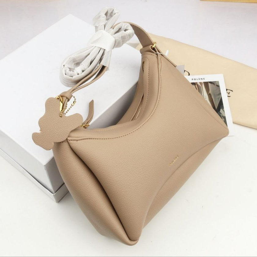 Polene Sculptural Crescent Shoulder Bag in Beige