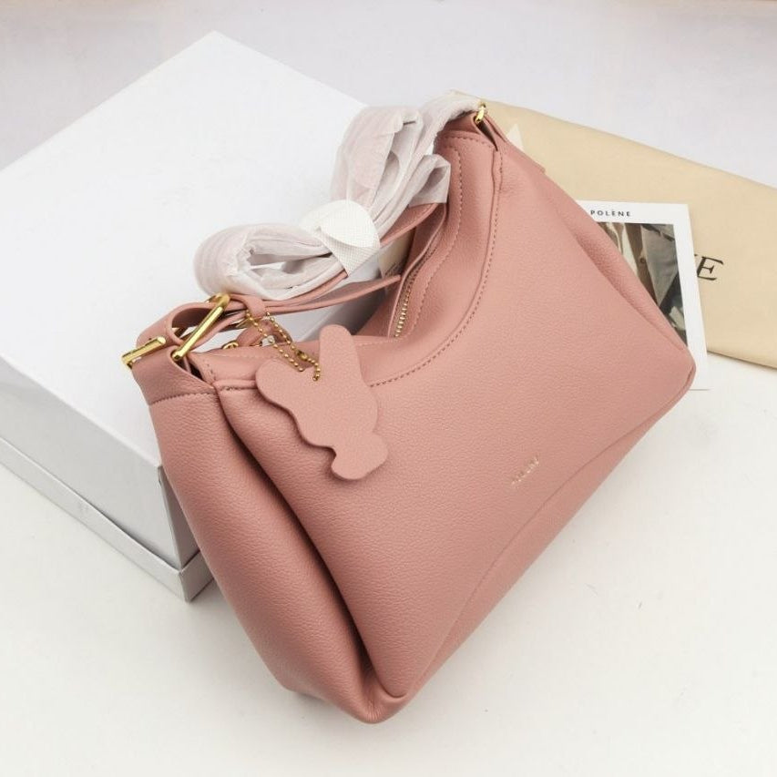 Polene Sculptural Crescent Shoulder Bag in Beige