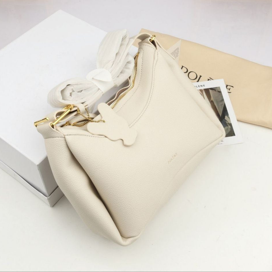 Polene Sculptural Crescent Shoulder Bag in Beige
