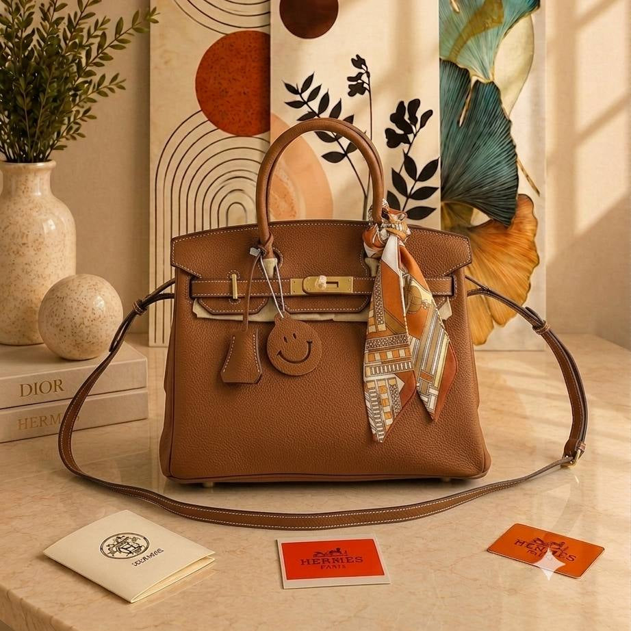 Classic Brown Genuine Leather Hand Carry Satchel