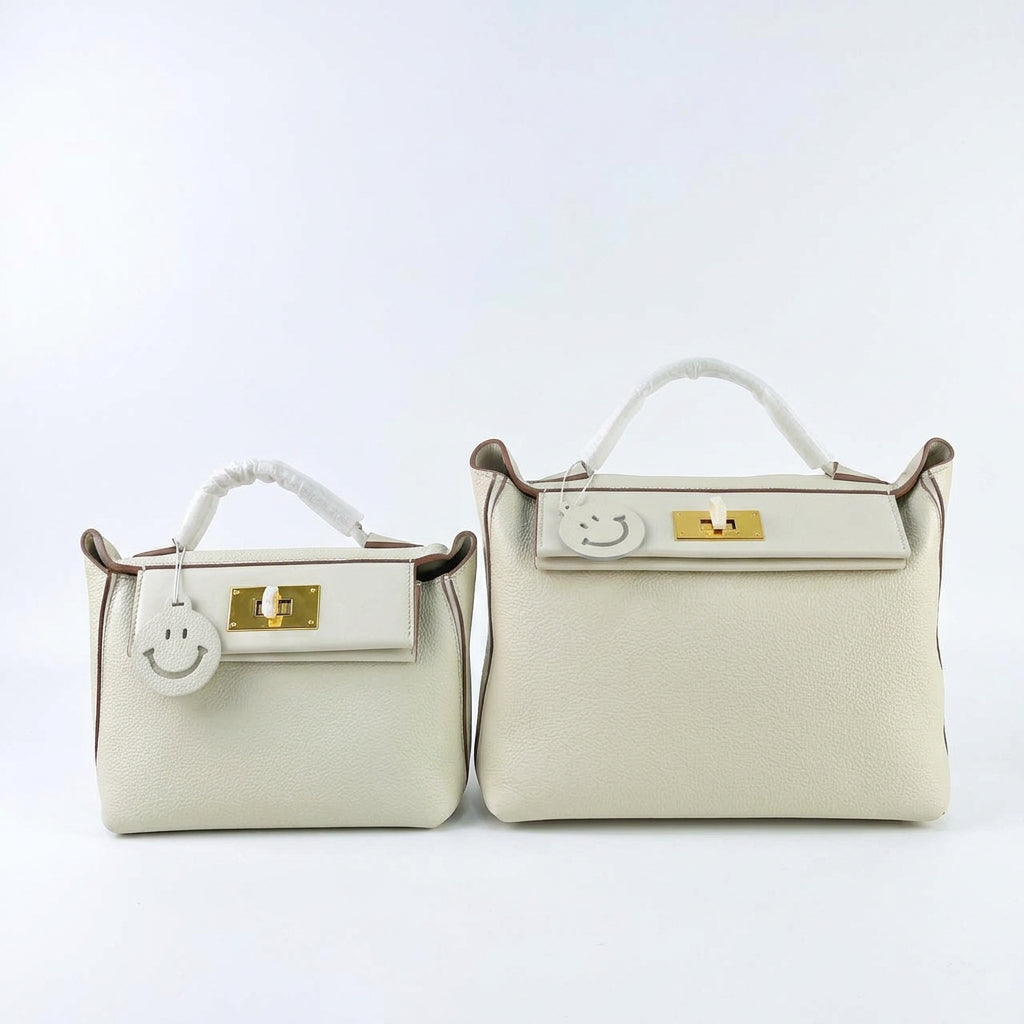 Elegant Genuine Leather Hermes Style Handbag