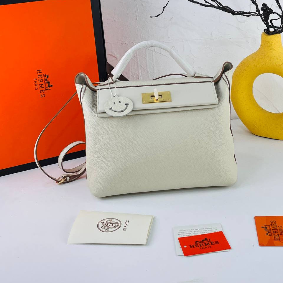 Elegant Genuine Leather Hermes Style Handbag
