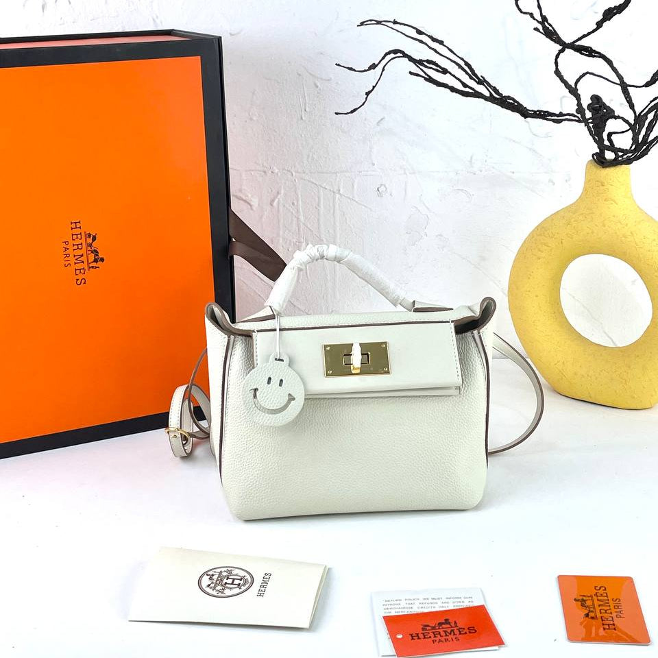 Elegant Genuine Leather Hermes Style Handbag