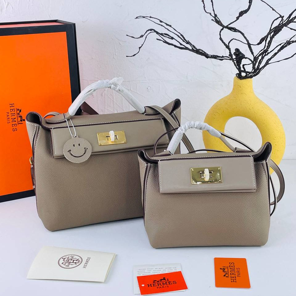 Elegant Genuine Leather Hermes Style Handbag