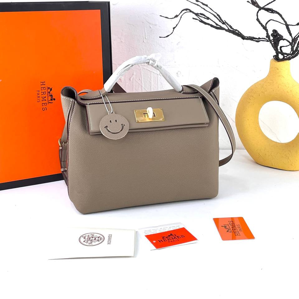 Elegant Genuine Leather Hermes Style Handbag