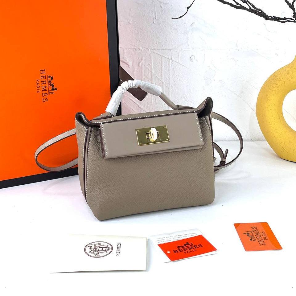 Elegant Genuine Leather Hermes Style Handbag
