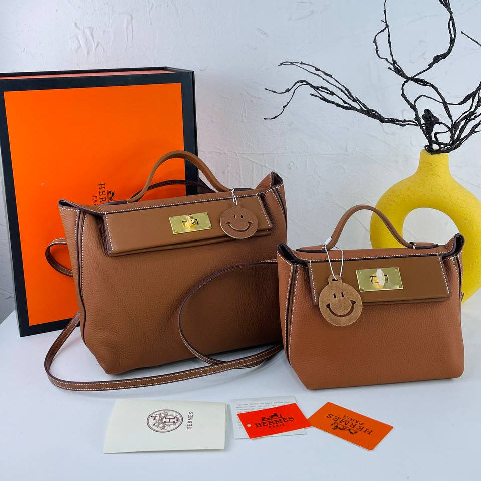 Elegant Genuine Leather Hermes Style Handbag