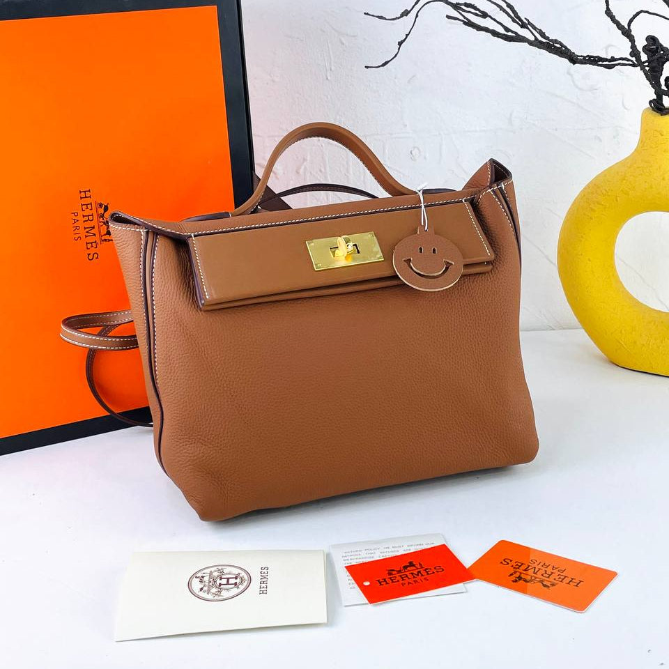 Elegant Genuine Leather Hermes Style Handbag