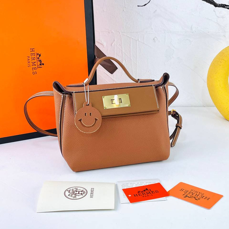 Elegant Genuine Leather Hermes Style Handbag