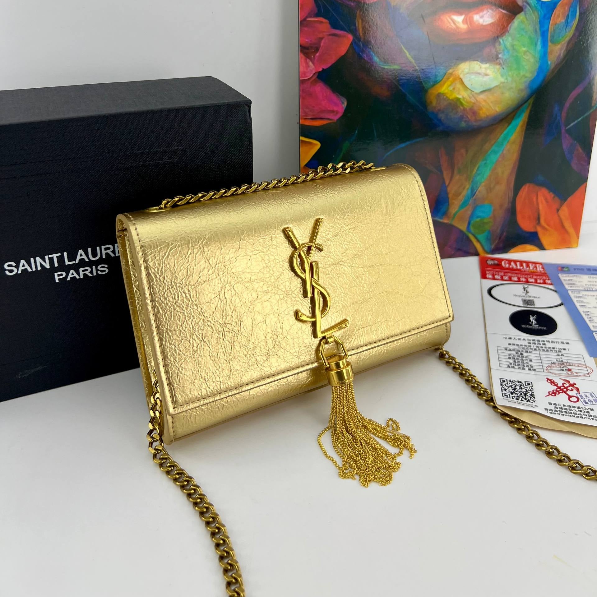 YSL Gold & Black Clutch 🖤✨ Glamorous Evening Bag