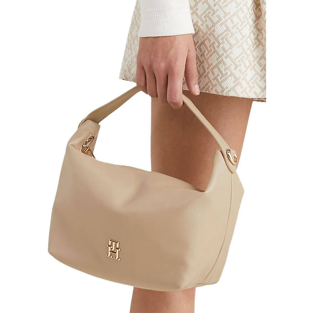 Tommy Hilfiger Monogram Shoulder Bag in Beige with Gold Hardware ✨