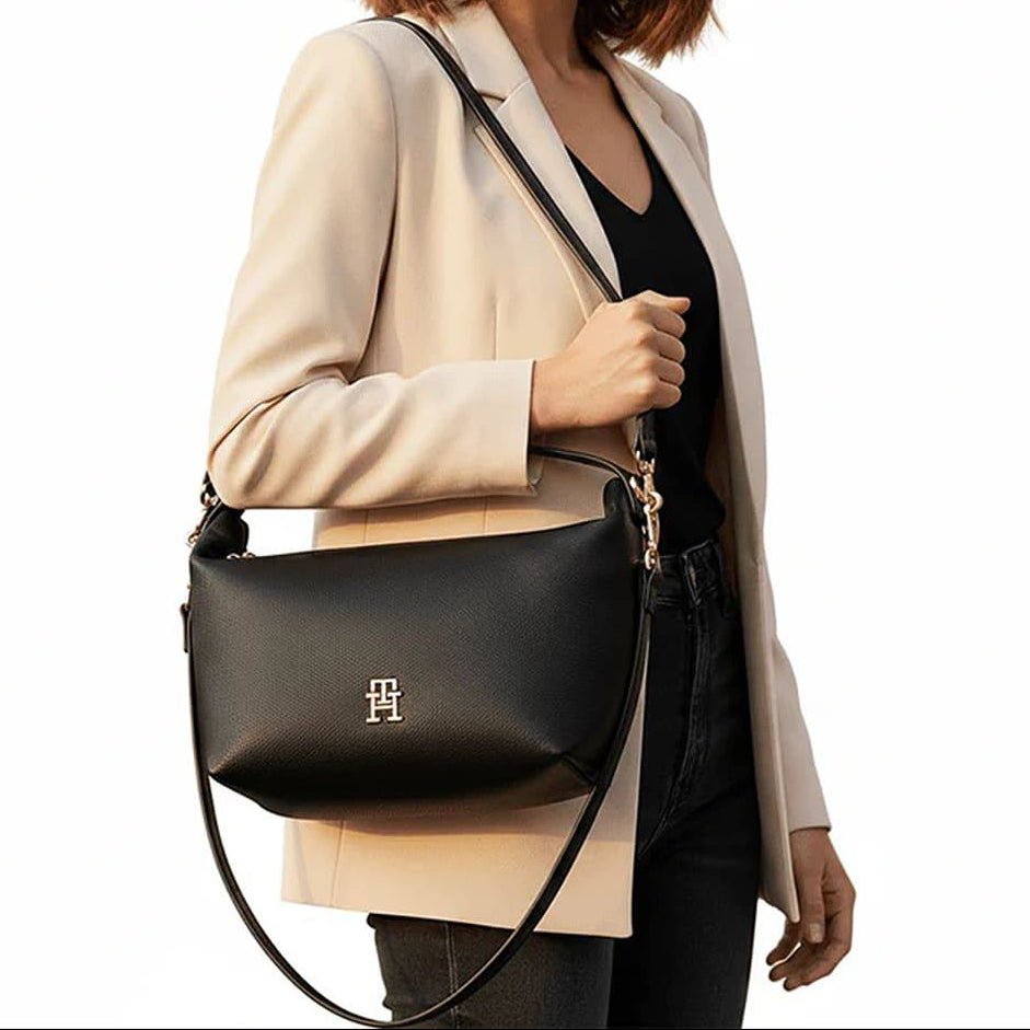 Tommy Hilfiger Monogram Shoulder Bag in Beige with Gold Hardware ✨