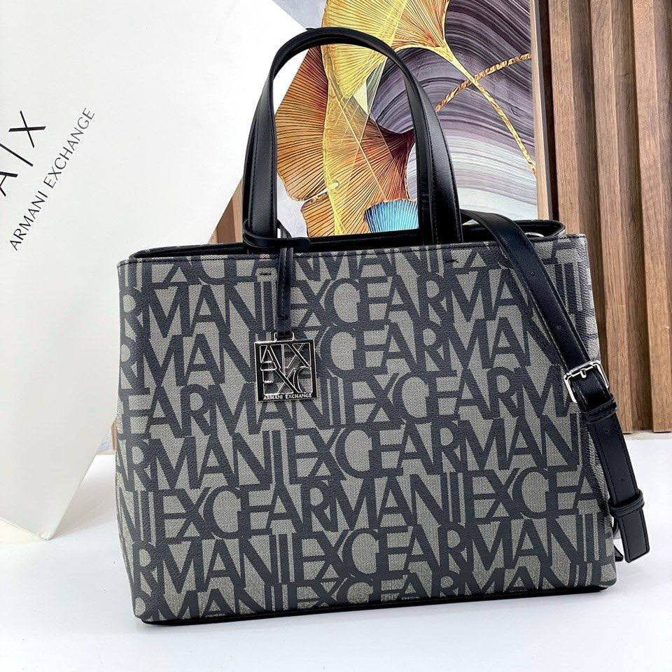Armani Exchange Monogram Embossed Tote Bag