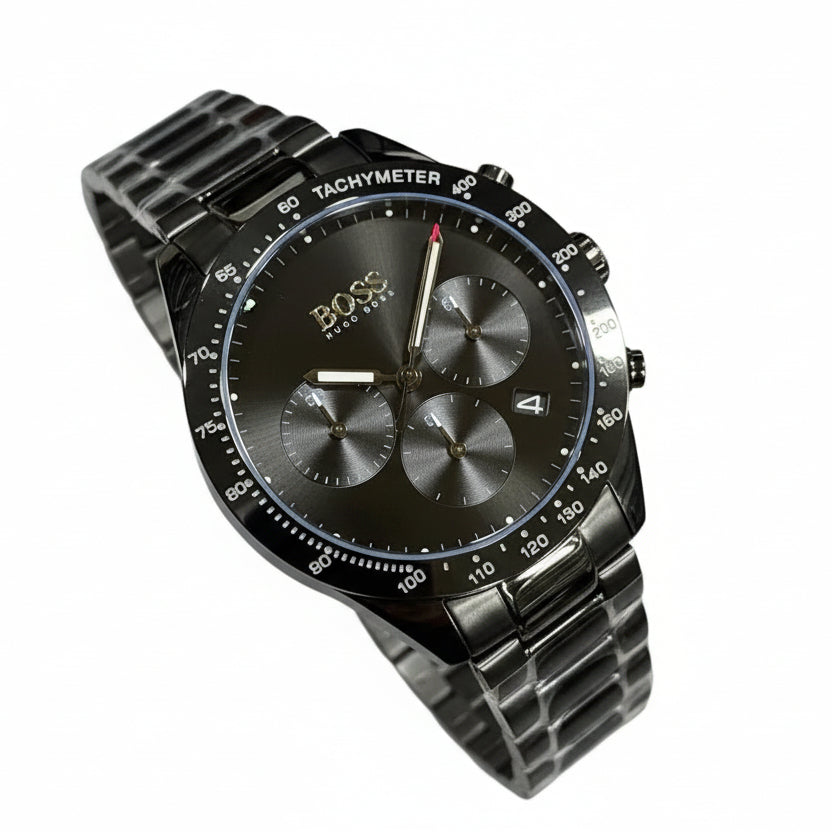 Boss Black Stainless Steel Watch ⌚🖤