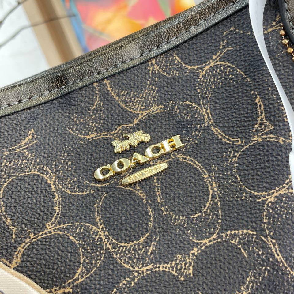 Coach Signature Monogram Tote with Decorative Scarf