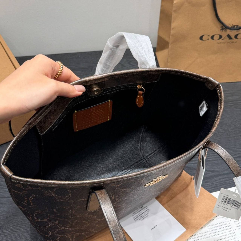 Coach Signature Monogram Tote with Decorative Scarf