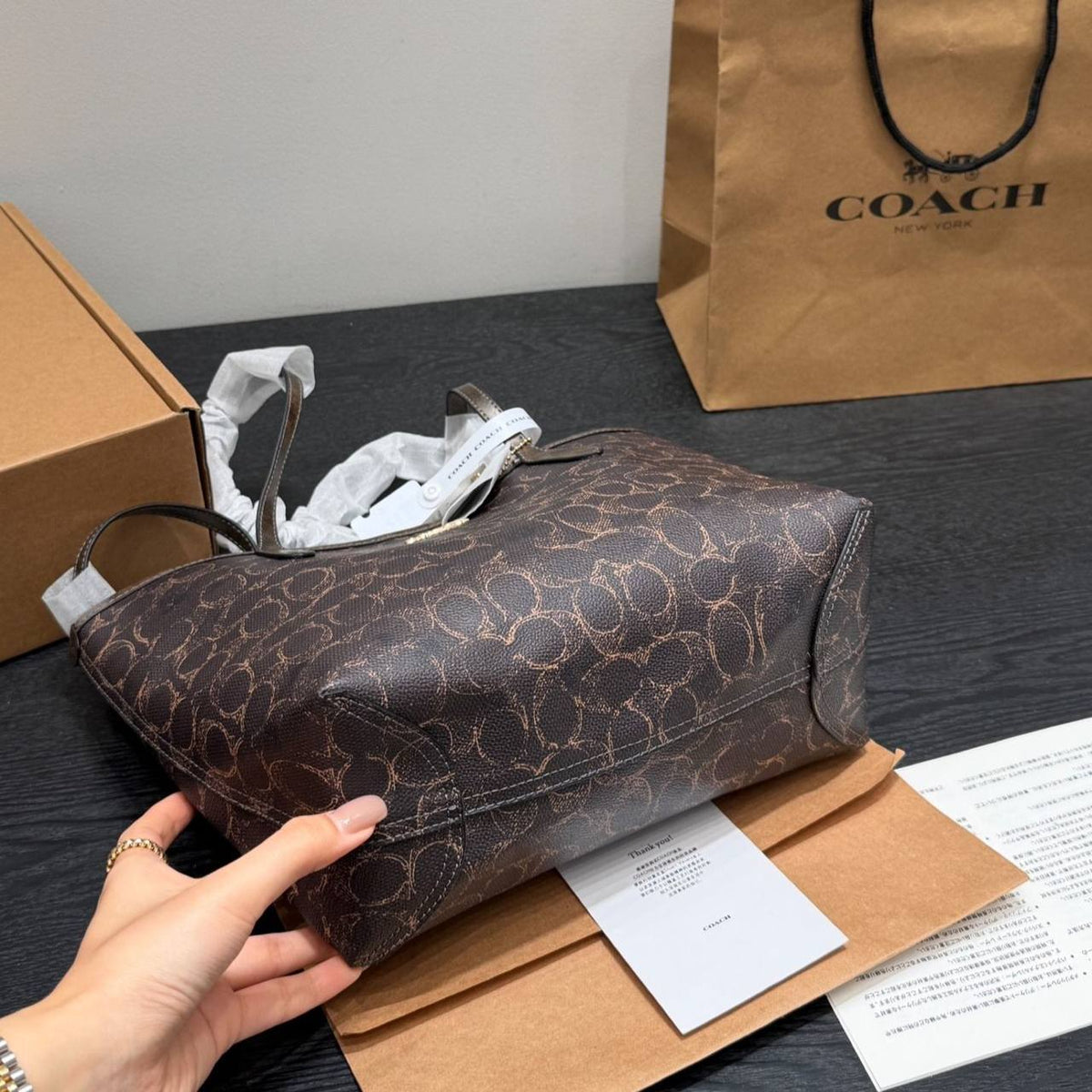 Coach Signature Monogram Tote with Decorative Scarf