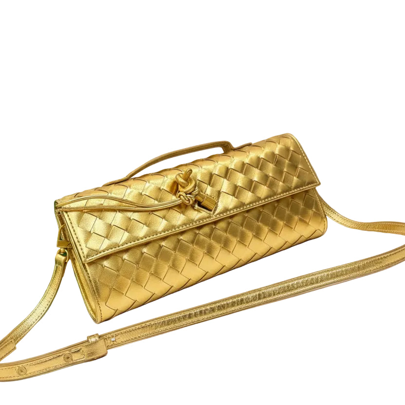 Bottega Veneta Intrecciato Metallic Gold Knot Long Clutch Bag ✨🌟👜