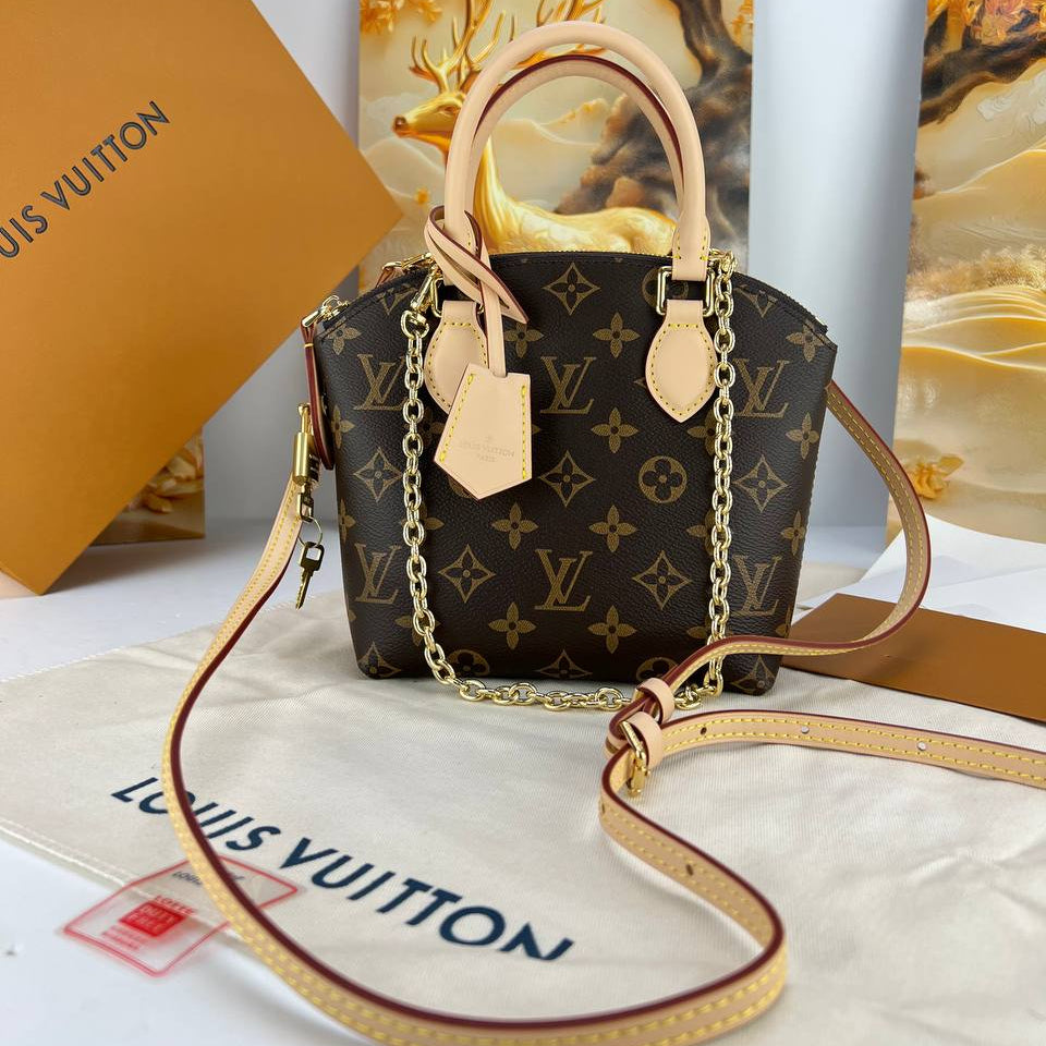 Louis Vuitton Monogram Canvas Handbag with Gold Chain Strap
