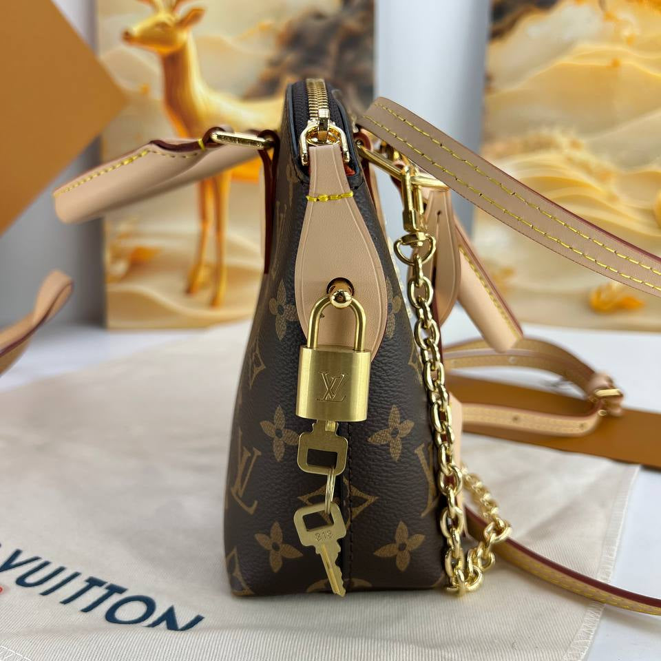 Louis Vuitton Monogram Canvas Handbag with Gold Chain Strap