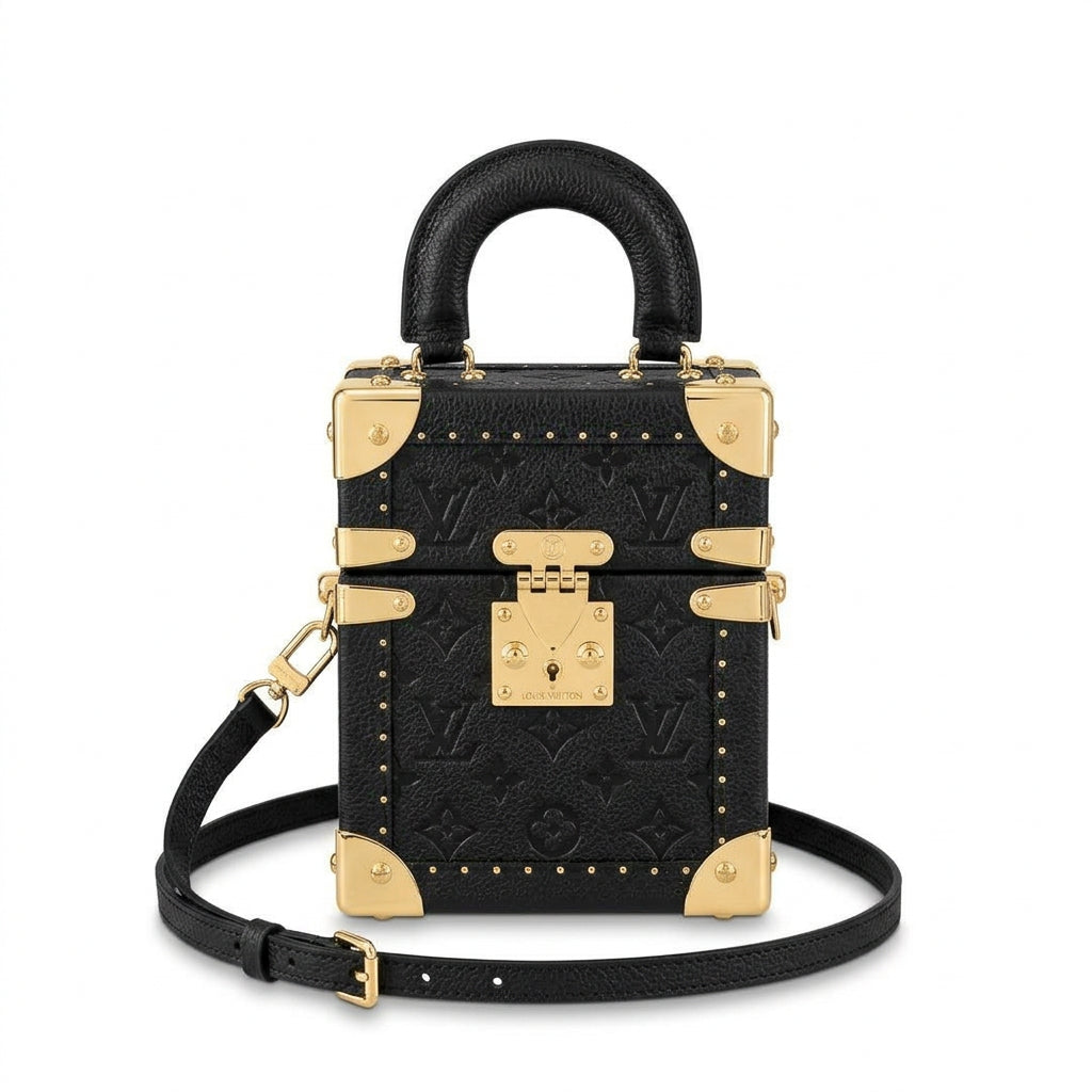 Louis Vuitton Style Monogram Trunk Handbag in Black