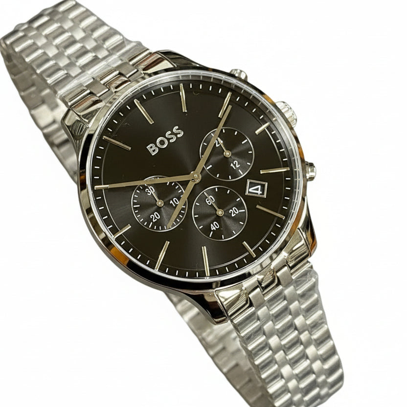 Boss Silver Stainless Steel Watch ⌚⏱️