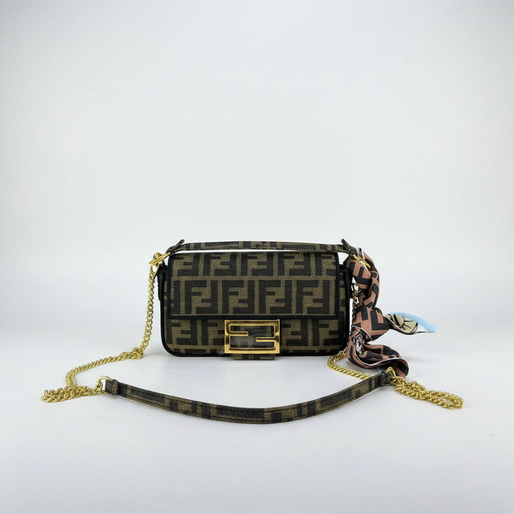 Fendi Roma Monogram Chain Bag with Scarf Detail 👜✨