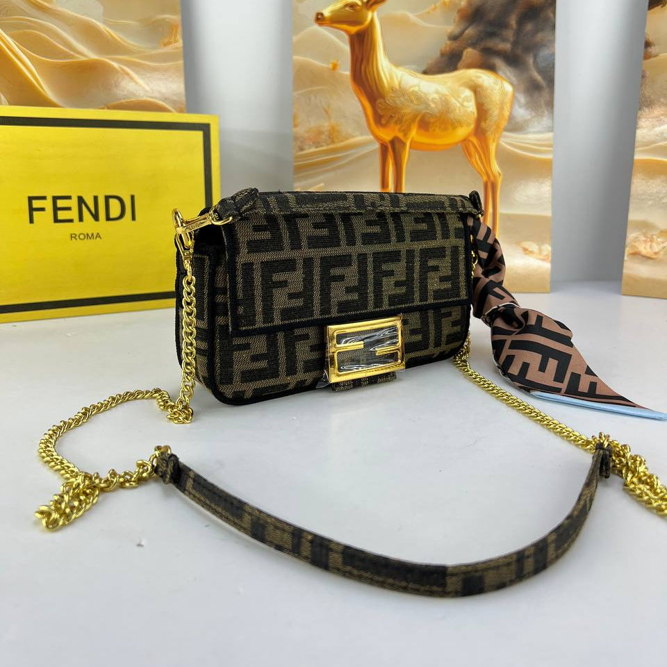 Fendi Roma Monogram Chain Bag with Scarf Detail 👜✨