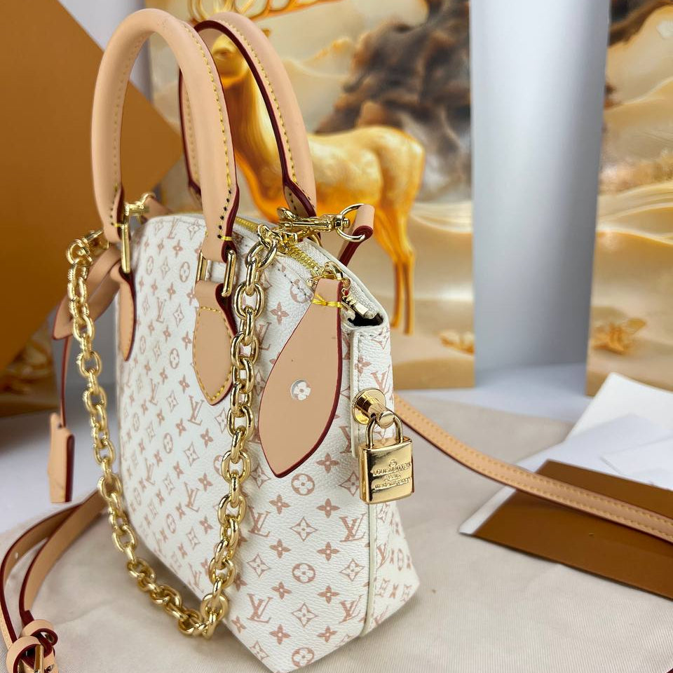 Louis Vuitton Monogram Canvas Handbag with Gold Chain Strap