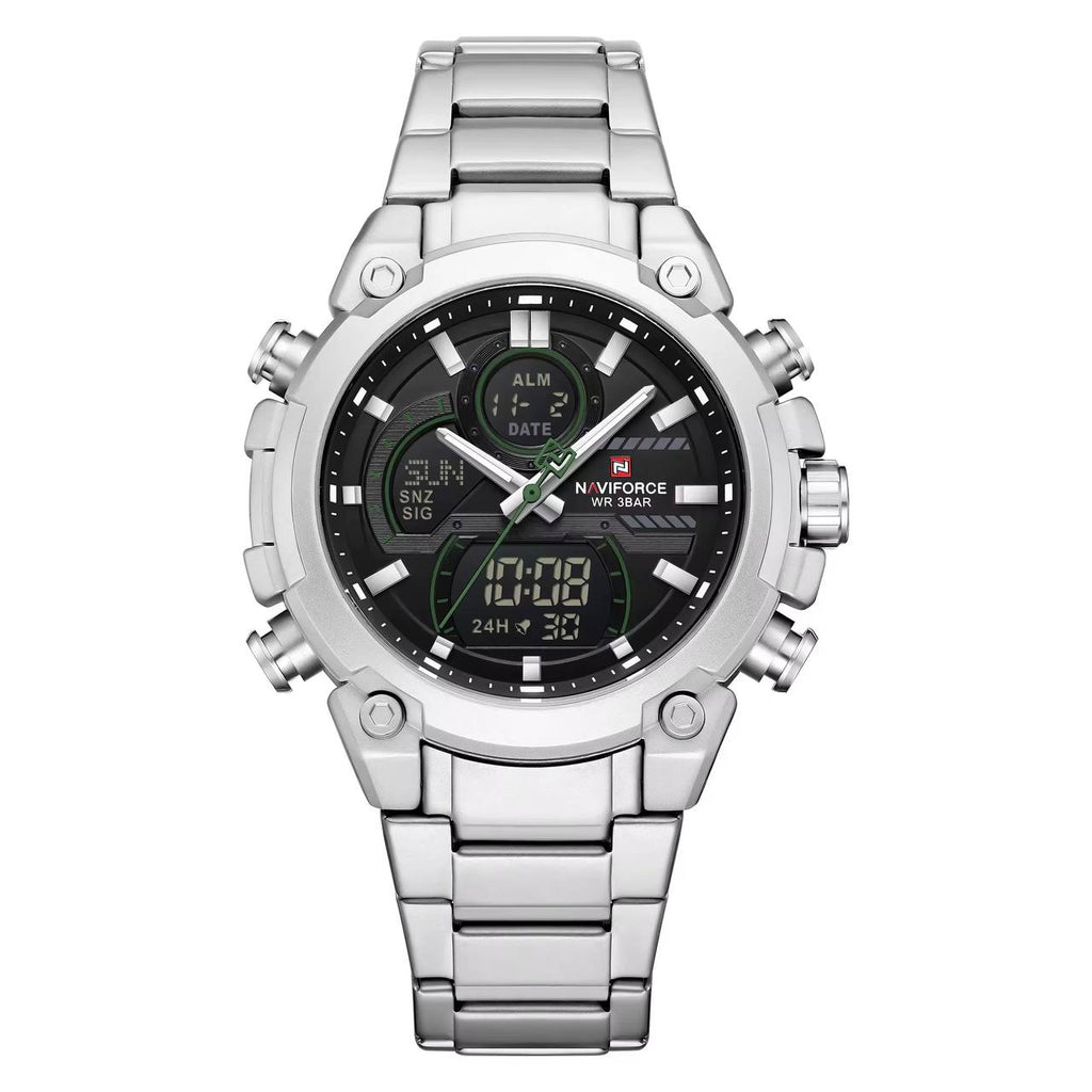 NAVIFORCE Stainless Steel Dual Display Sport Watch