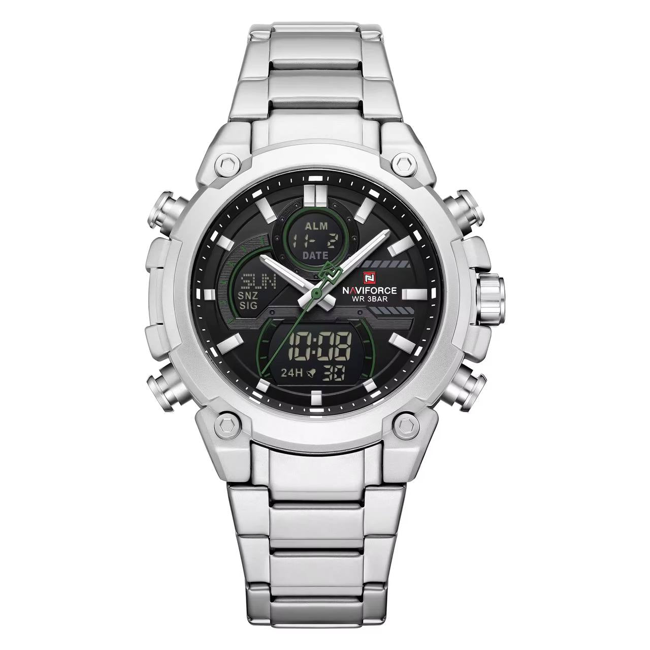 NAVIFORCE Stainless Steel Dual Display Sport Watch