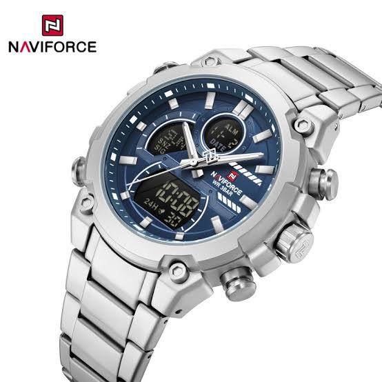NAVIFORCE Stainless Steel Dual Display Sport Watch