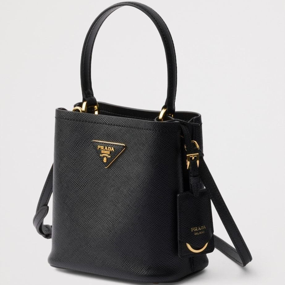 Prada Leather Handbag with Decorative Chain and Strap