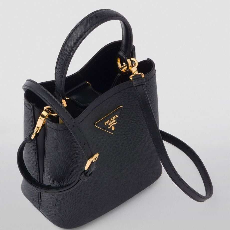 Prada Leather Handbag with Decorative Chain and Strap