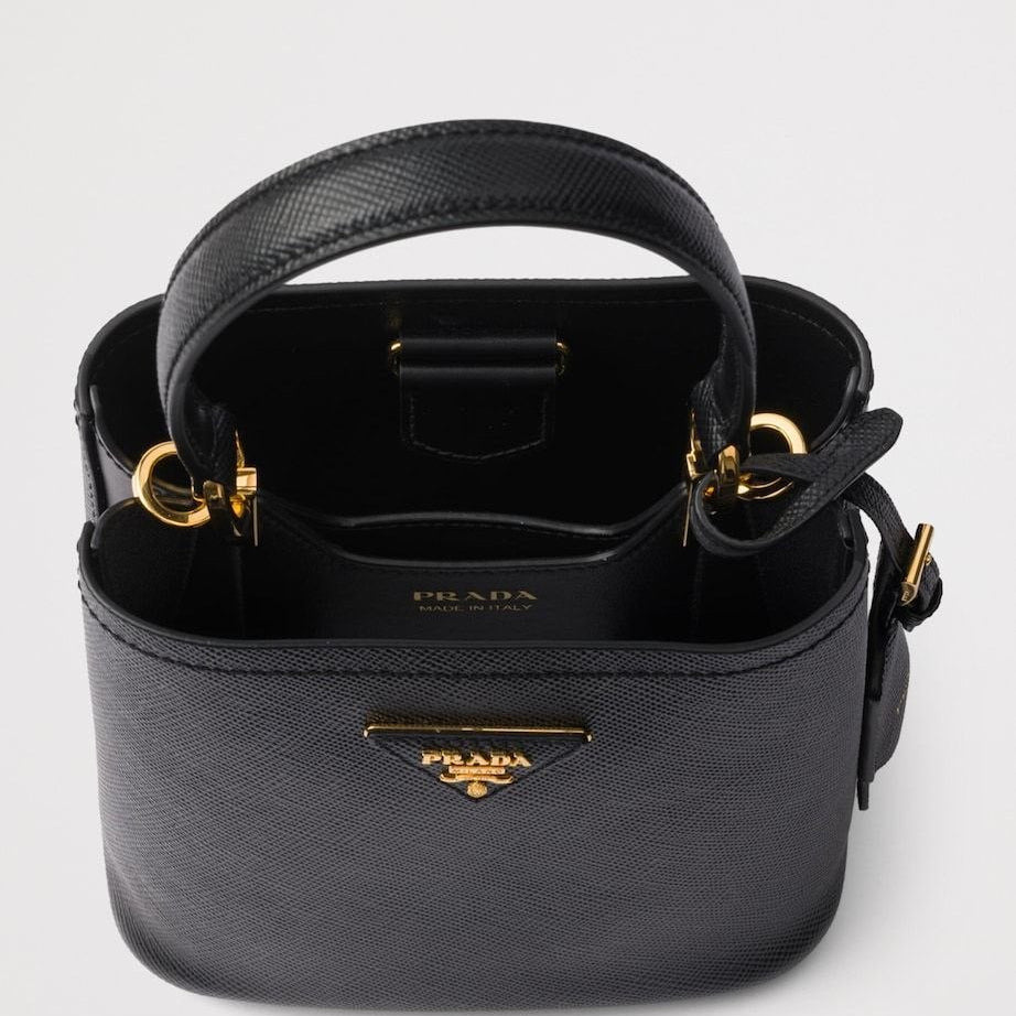 Prada Leather Handbag with Decorative Chain and Strap