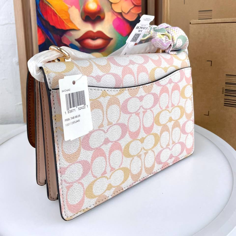 Coach Tabby Signature Shoulder Bag with Decorative Scarf