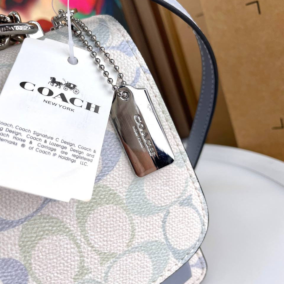 Coach Tabby Signature Shoulder Bag with Decorative Scarf