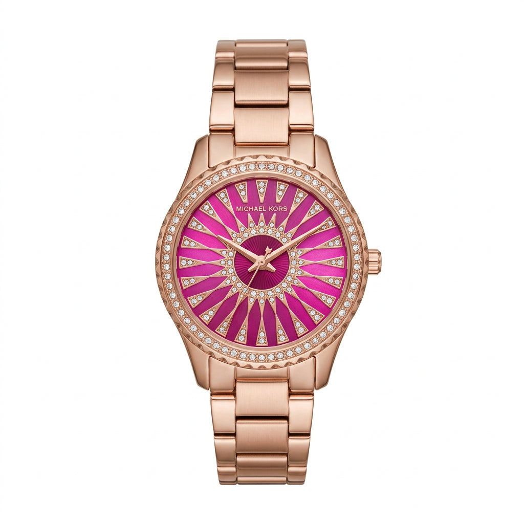 Michael Kors Rose Gold Radiance Watch with Vibrant Pink Dial