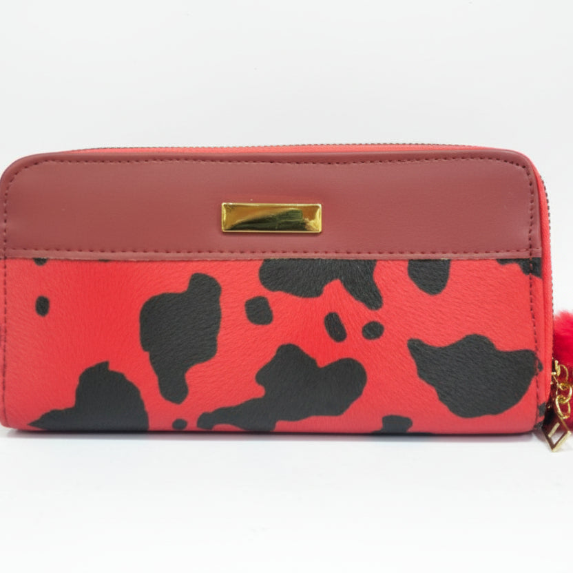 Cow Print Wallet 🐄 Cute Women's Wallet in Red, Pink, Blue, Teal