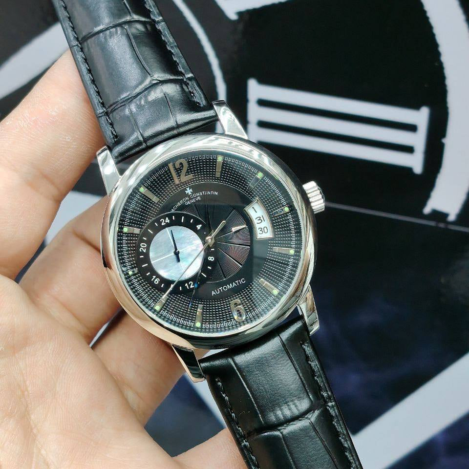 Vacheron Constantin Traditionnelle Power Reserve Automatic Gold Watch with Black Leather Strap 🌟✨