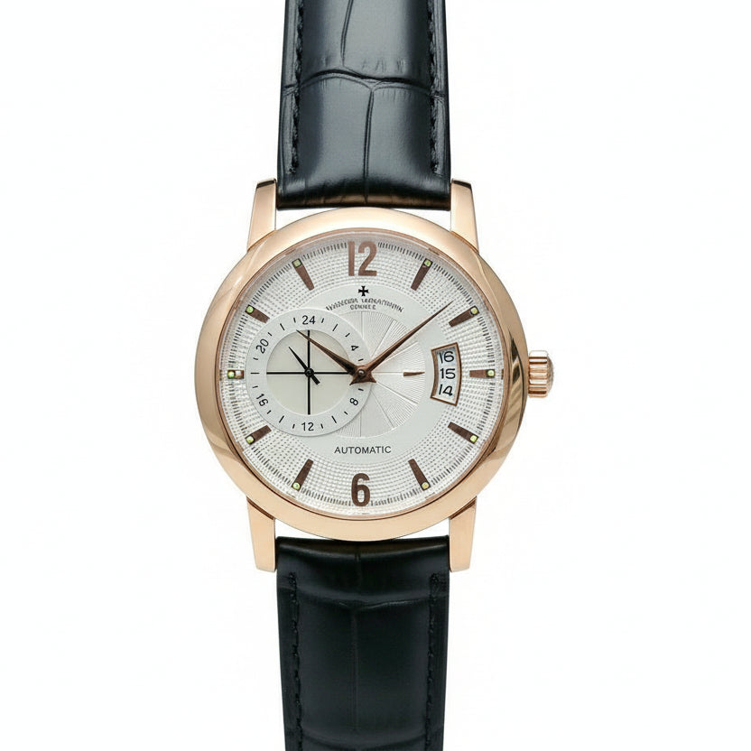 Vacheron Constantin Traditionnelle Power Reserve Automatic Gold Watch with Black Leather Strap 🌟✨