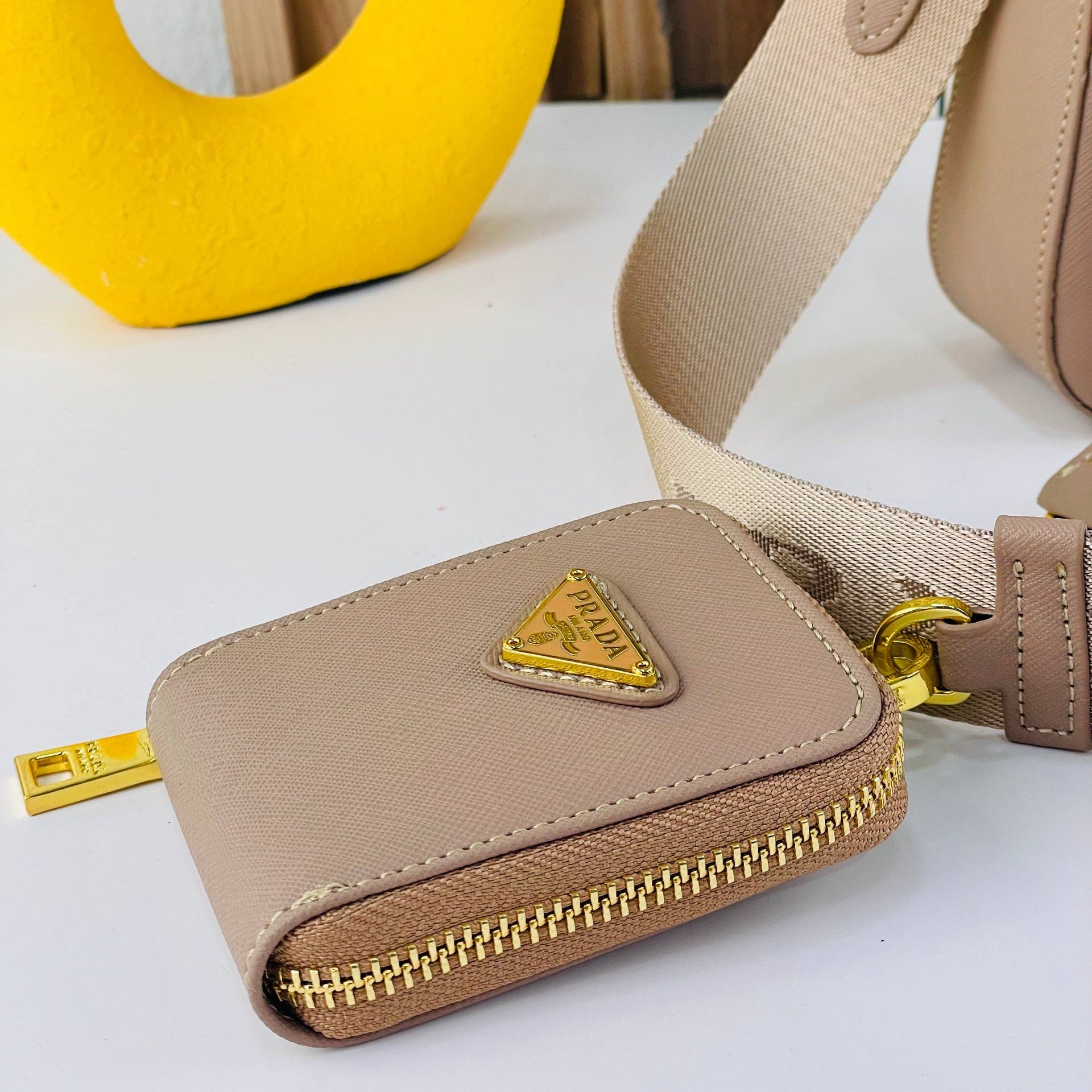 PRADA Beige & White Bag 🤍👜 Chic Simplicity