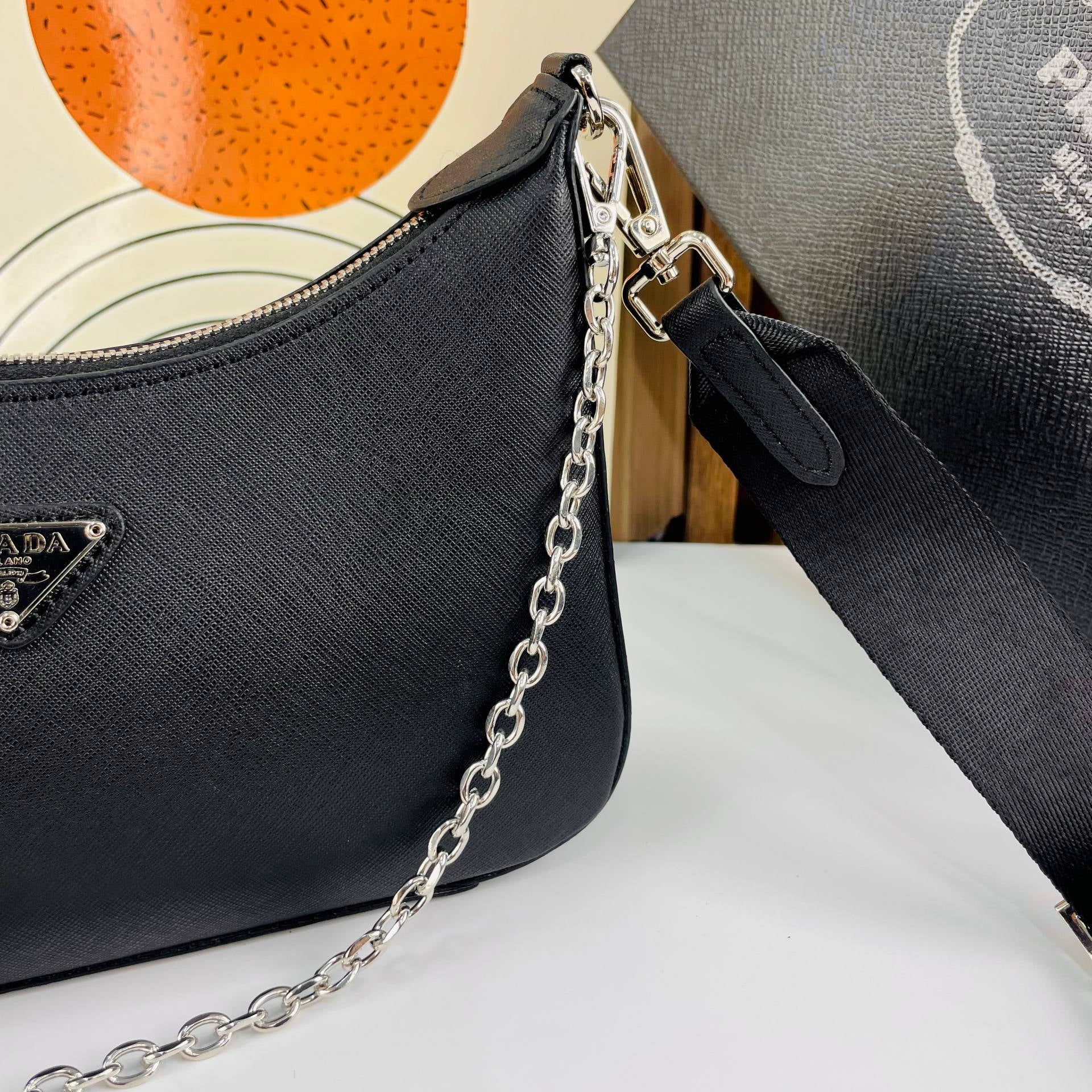 PRADA Beige & White Bag 🤍👜 Chic Simplicity