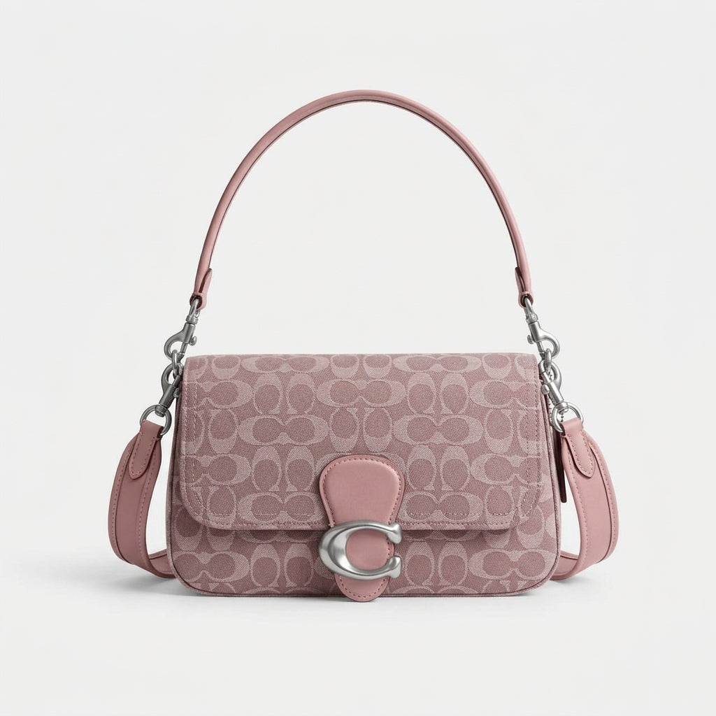Coach Signature Monogram Shoulder Bag in Blue Denim